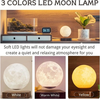 Levitating Moon Lamp – 3-Color Floating LED Light for Home & Office Décor