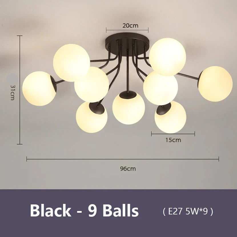 Modern Nordic Design for Sophisticated Spaces - Black - 9 Balls / Cold White