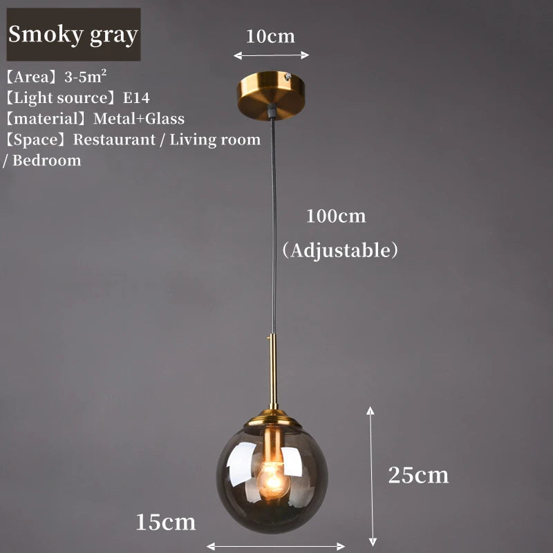 Luxury Metal Chandelier - Modern Nordic Glass Pendant Lamp - Amber / Warm White