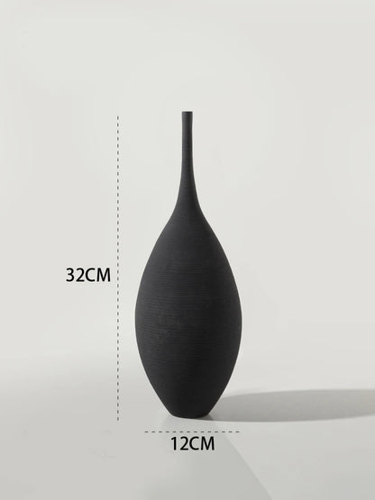 Royallure Minimalist Ceramic Vases - Black & White Art Pair