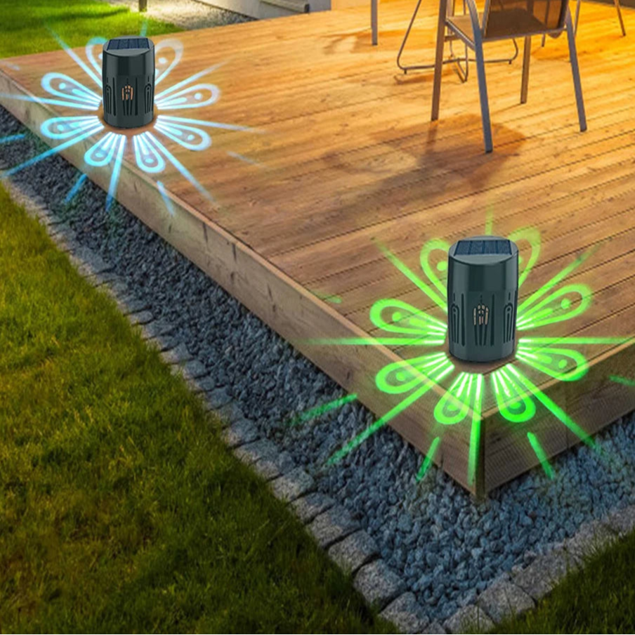 Royelux Solar LED Garden Light - Decorative RGB Fence Lighting with Shadow Patterns