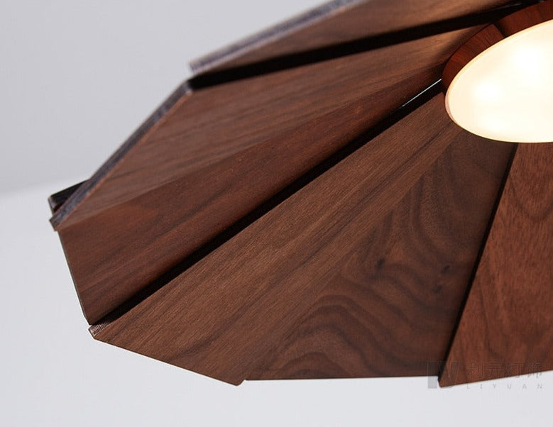 RoyaleGlow Blossom Wood Pendant Light – Natural Elegance for Modern Spaces - Walnut