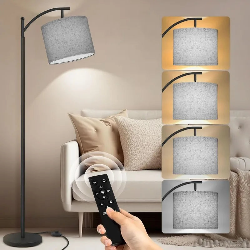 Arc Floor Lamp with Remote - Adjustable Brightness & Color Temperature for Home