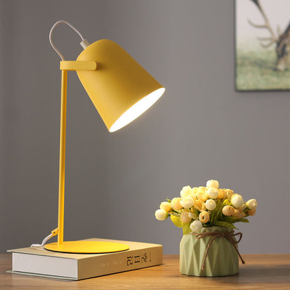 RoyaleGlow Nordic Macaron Color Table Lamp - Creative Iron Bucket Design - Yellow