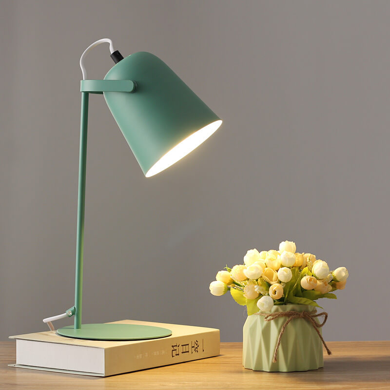 RoyaleGlow Nordic Macaron Color Table Lamp - Creative Iron Bucket Design - Green