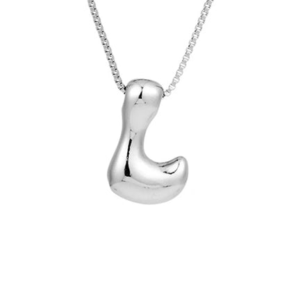 Royelux A-Z Balloon Bubble Letter Pendant Necklace – Silver Chunky Initial Jewelry