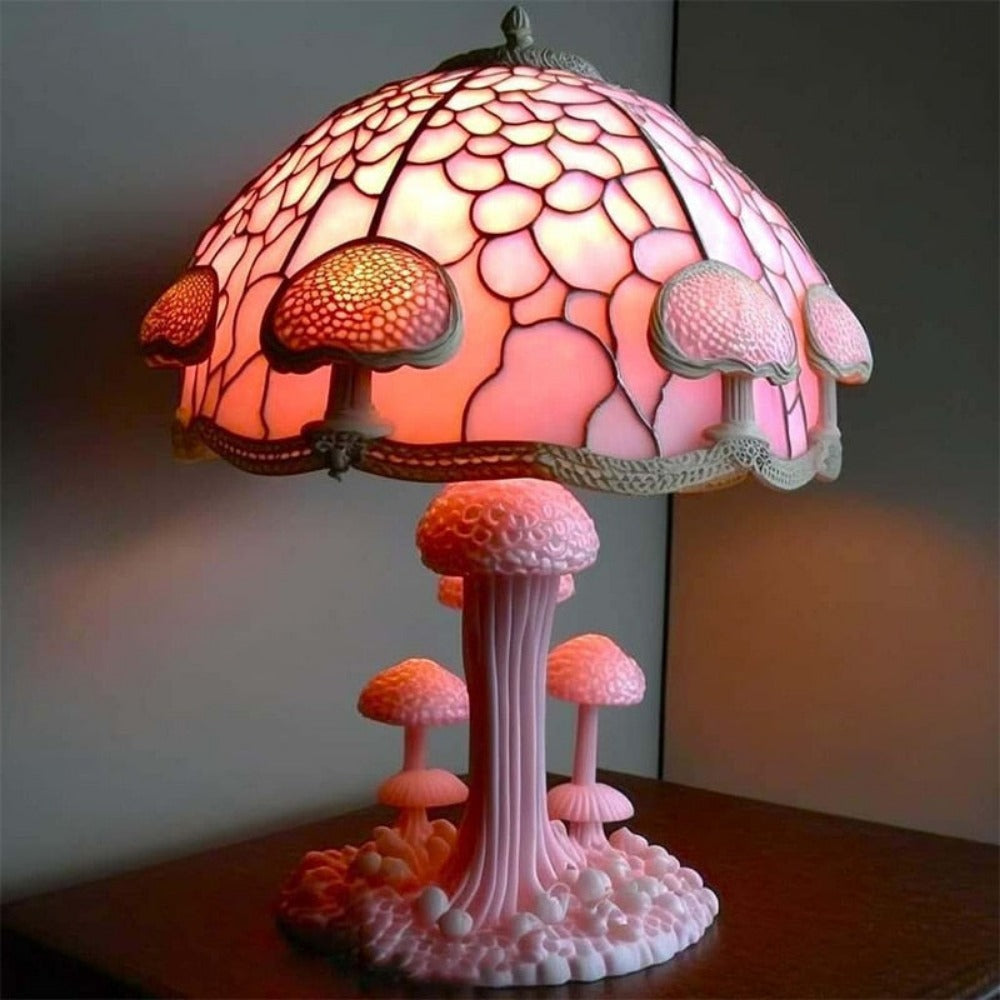 Royallure Stained Glass Mushroom Table Lamp