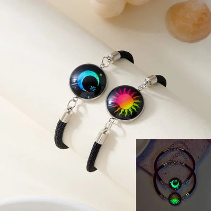 Royelux Sun & Moon Couples Bracelet – Luminous Rope Charm Jewelry Gift for Lovers