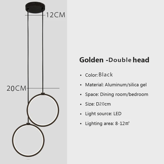 Royelux Minimalist LED Pendant Chandelier – Modern Elegance for Living Spaces - C-Black-1head / Warm White (no RC )