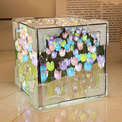 Royallure DIY Tulip Infinity Cube Mirror Night Light Lamp - 5 Colors