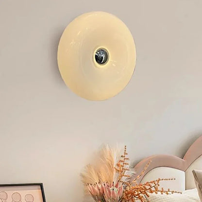 RoyaleGlow Donut Glass Wall Lamp with Tricolor LED for Bedroom & Living Room - White