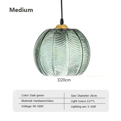 Nordic Glass Pendant Light - Elegant Green Leaf Design - Green Glass / Without bulb / 15CM