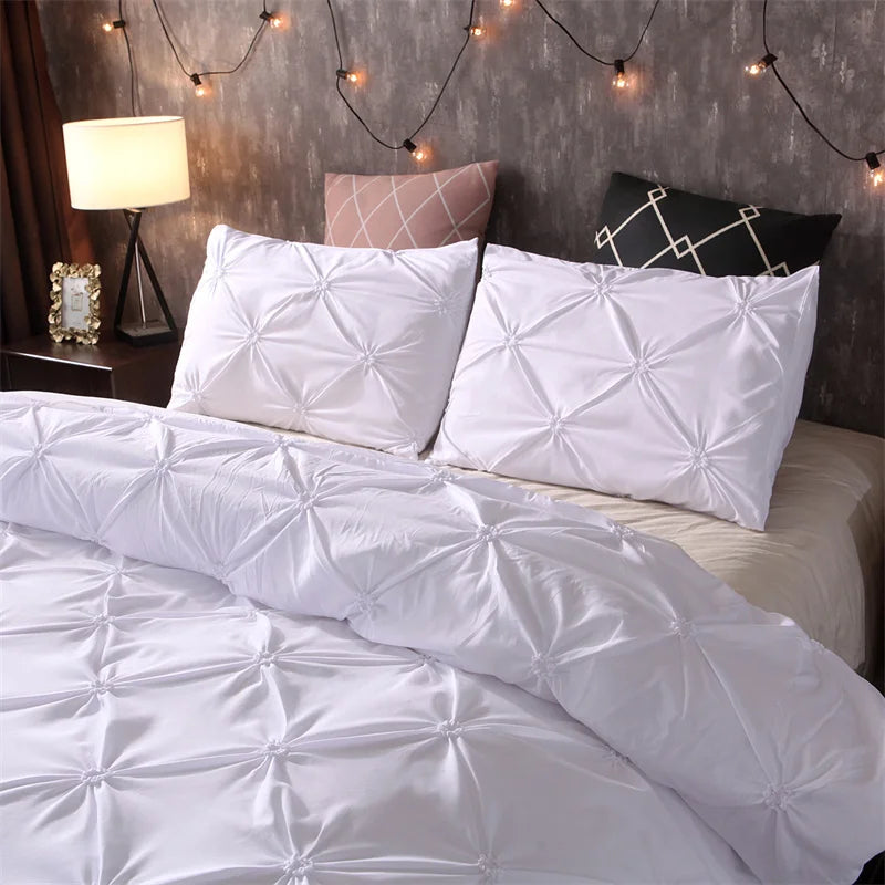 Luxora Diamond Pintuck Bed Set - 3 Piece Duvet Cover Set