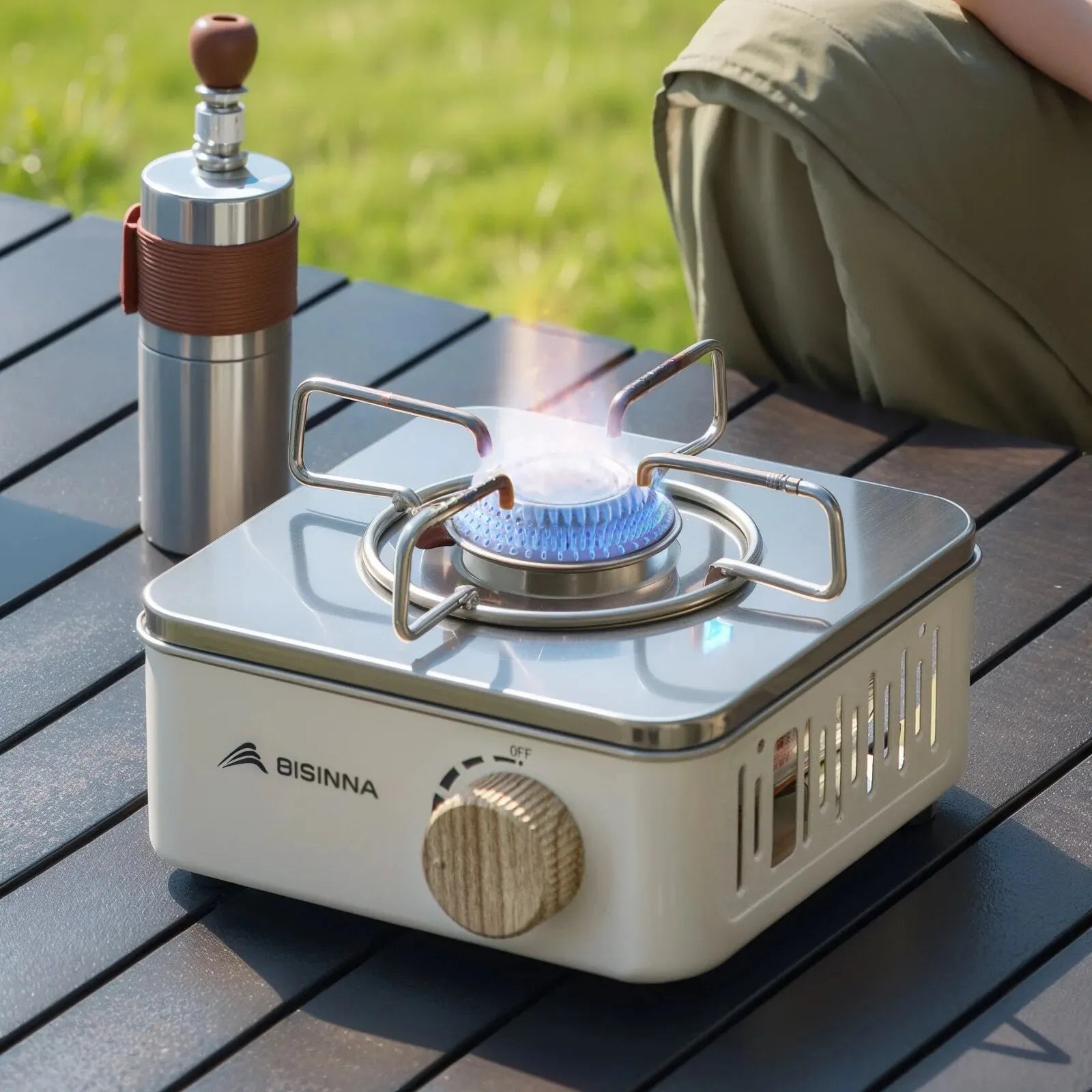 Royaleva Portable Camping Gas Stove - 2800W High-Power Outdoor Cassette Burner - Khaki