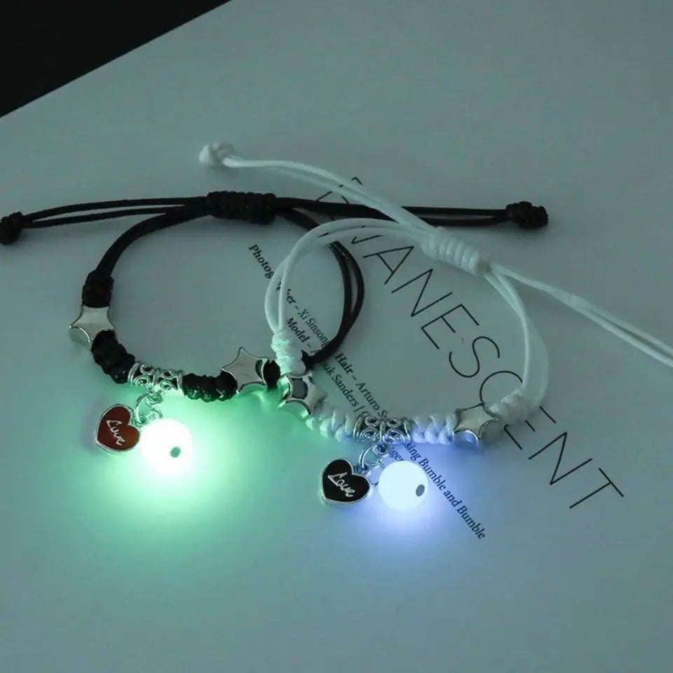 Royelux Luminous Star Couple Bracelets - Matching Glow-in-the-Dark Charm Jewelry