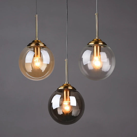 Luxury Metal Chandelier - Modern Nordic Glass Pendant Lamp - Amber / Warm White