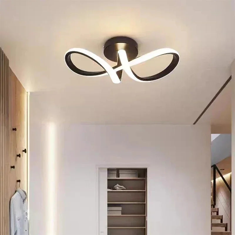 Modern LED Ceiling Light - Minimalist Design for Living Room and Bedroom - A Black / Warm White