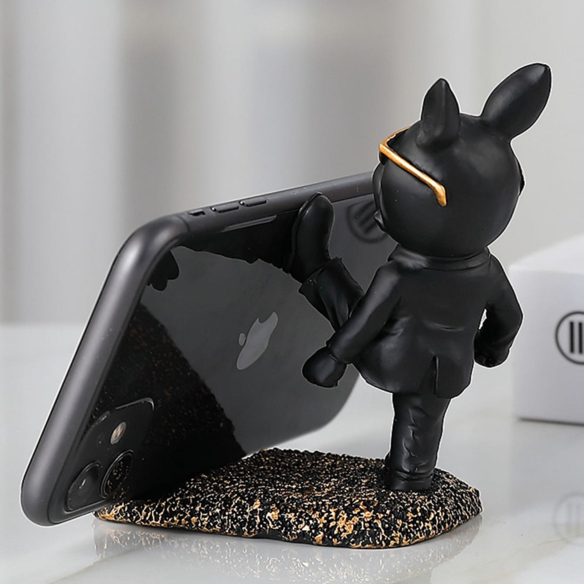 Royaleva Kung Fu Bulldog Phone Stand - Unique Dog Figurine Holder for Desk or Home - Default Title