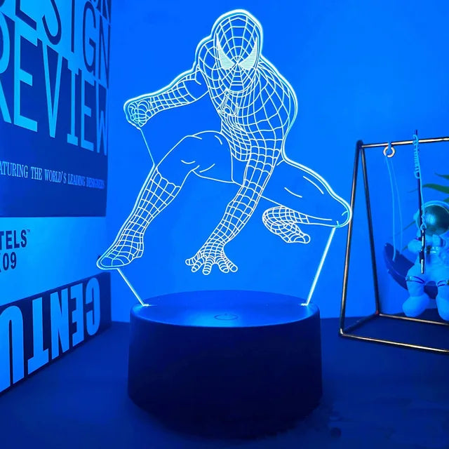 Royallure 3D Spiderman LED Night Light - USB Powered Phantom Desk Lamp - Dark Red / 7 colors no remote