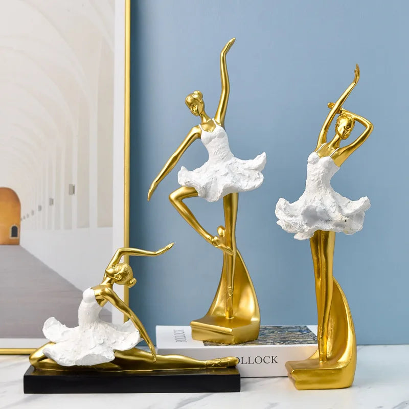 Royaleva Golden Ballet Girl Sculpture for Elegant Home Décor