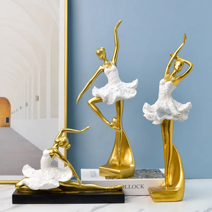 Royaleva Golden Ballet Girl Sculpture for Elegant Home Décor