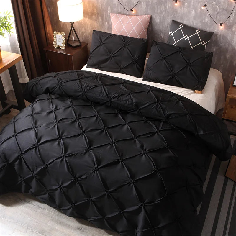 Luxora Diamond Pintuck Bed Set - 3 Piece Duvet Cover Set