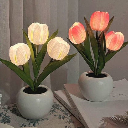 Royaleva LED Tulip Night Light – Elegant Faux Flower Lamp with Warm Glow