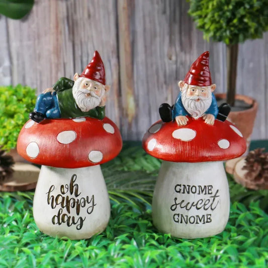 Royaleva Garden Mushroom Decoration - Whimsical Gnome Statues for Home and Outdoor Spaces - A