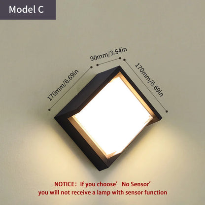 Royaleva Motion Sensor LED Wall Light for Modern Outdoor Spaces - No Sensor / Model G / Warm White