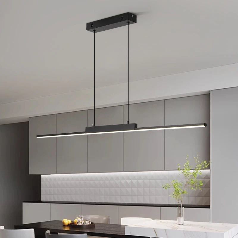 Royelux Modern Pendant Dining Room Light - Sleek Long Chandelier Design - Cold White