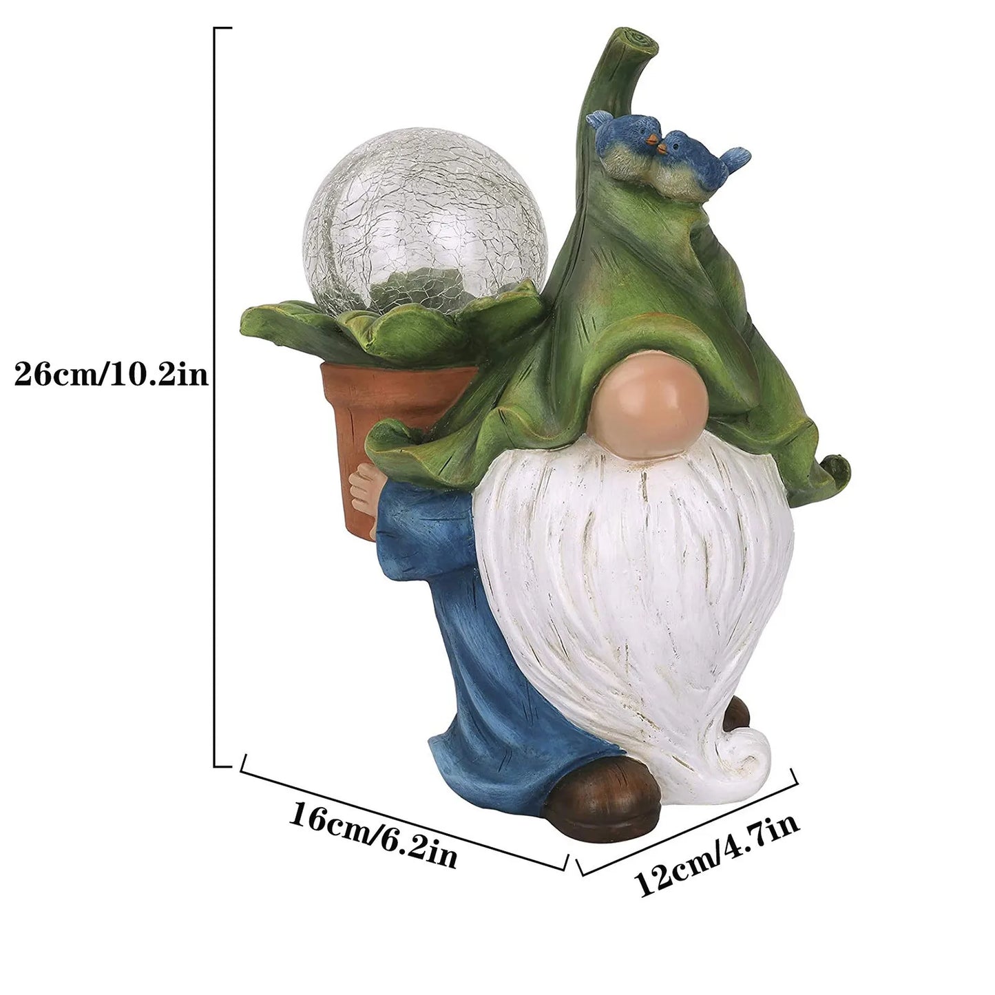 Royaleva Courtyard Garden Ornament - Solar Gnome Statue with Light-Up Orb - Default Title