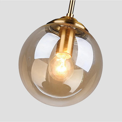 Luxury Metal Chandelier - Modern Nordic Glass Pendant Lamp - Amber / Warm White