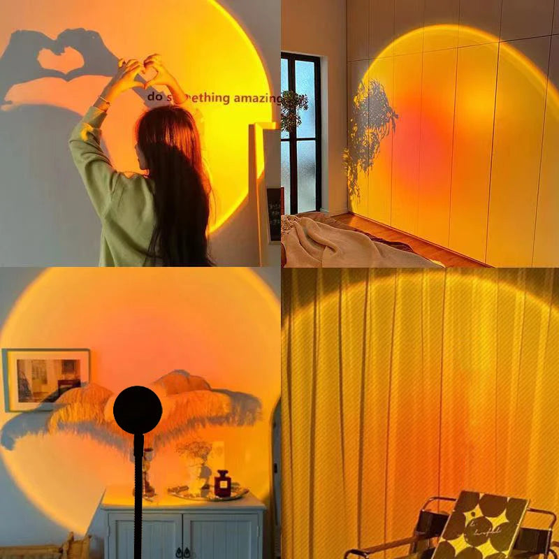 Sunset Lamp with Remote Control - 16 Colors & 360° Rotation - four kinds of lights