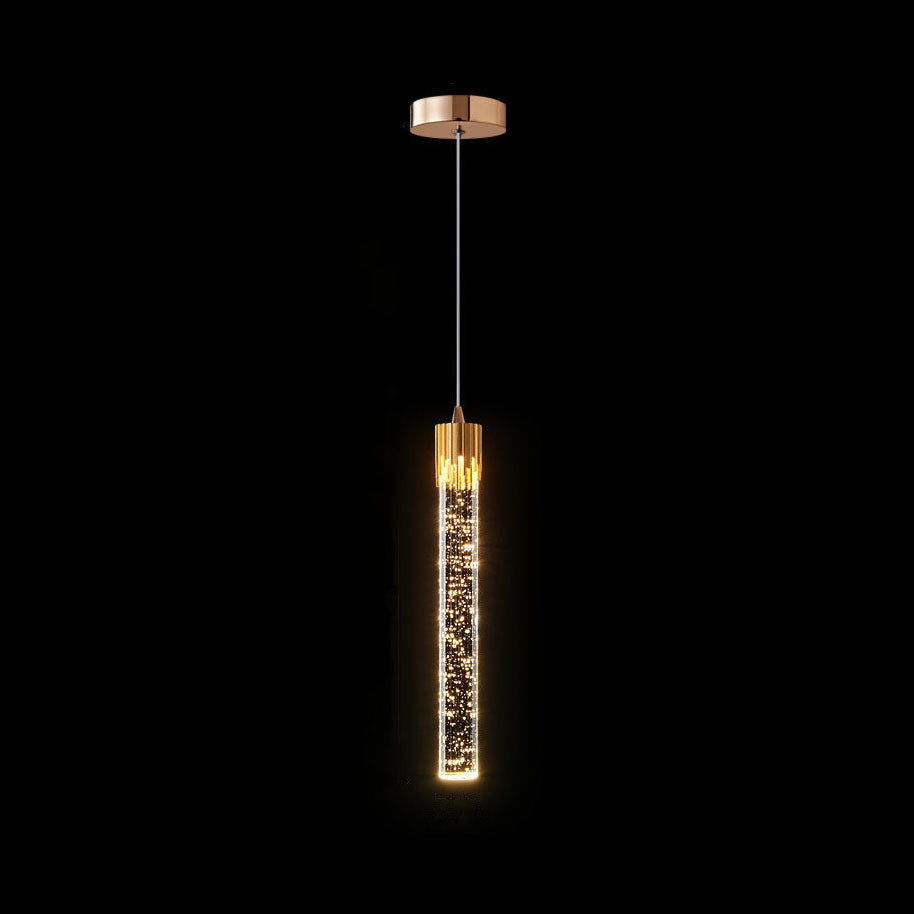 RoyaleGlow Glistening Crystal LED Bar Pendant Light for Elegant Spaces - Gold / Cold