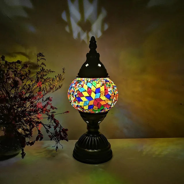 Turkish Mosaic Table Lamp - Handcrafted Art Deco Bedside Light - Mosaic S1