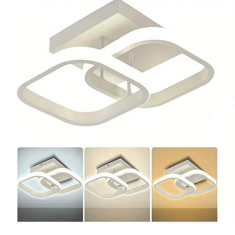 Modern LED Ceiling Light - Tri-Color Dimmable Surface Mount Fixture - Stacked White