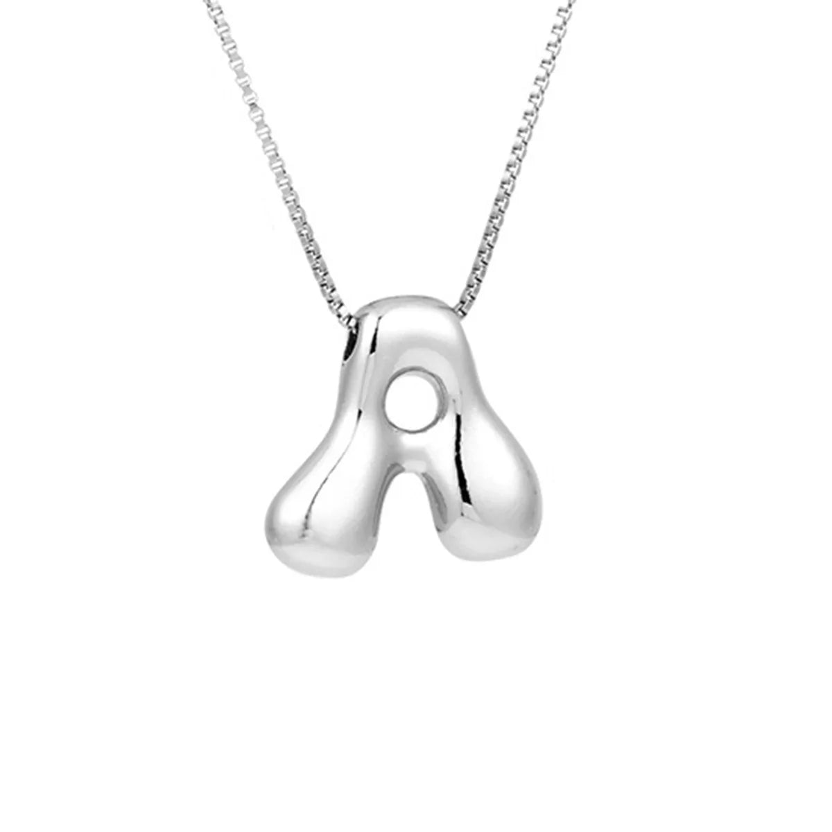 Royelux A-Z Balloon Bubble Letter Pendant Necklace – Silver Chunky Initial Jewelry