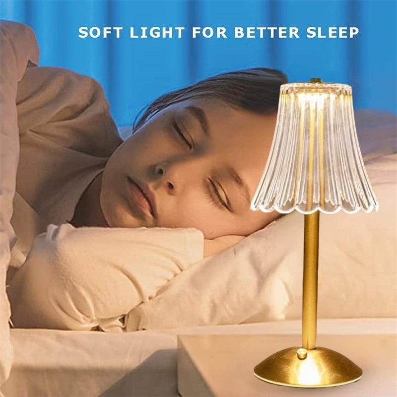 Iris Rechargeable LED Table Lamp – Elegant Gold Wireless Lamp with Built-in Dimmer