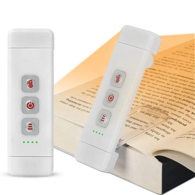 Clip-on Book Light, USB Rechargeable Reading Light with Timer, Portable LED Bookmark Light for Bedside & Desk - White