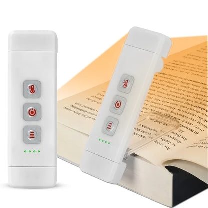 Clip-on Book Light, USB Rechargeable Reading Light with Timer, Portable LED Bookmark Light for Bedside & Desk - White