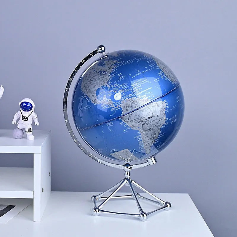 Royaleva LED Rotating World Globe Lamp – Illuminated Earth Decoration - Blue / Rechargeable