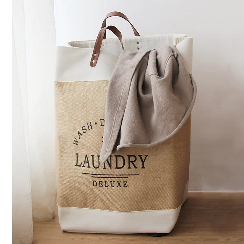 Rayvia Laundry Hamper - Chic Design with Durable Leather Handles