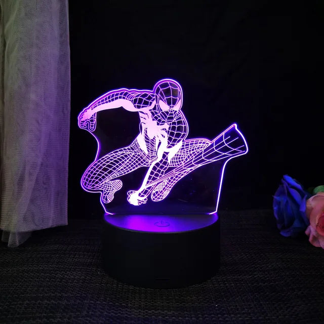 Royallure 3D Spiderman LED Night Light - USB Powered Phantom Desk Lamp - Orange / 7 colors no remote