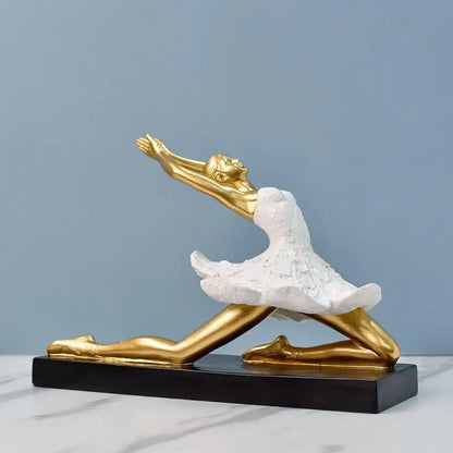 Royaleva Golden Ballet Girl Sculpture for Elegant Home Décor