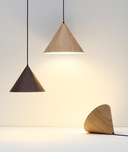 RoyaleGlow Modern Pyramid Pendant Light - Chic Japanese Design - Dark wood / Small