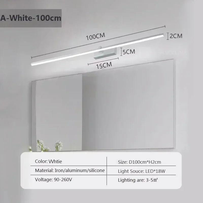 RoyaleGlow Modern LED Bathroom Vanity Light with Adjustable Tricolor Lighting - LWL155 A White 100cm / Neutral light