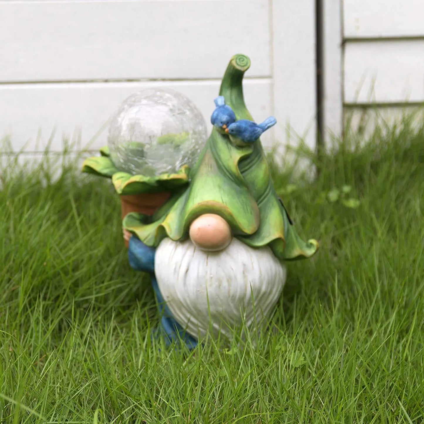 Royaleva Courtyard Garden Ornament - Solar Gnome Statue with Light-Up Orb - Default Title