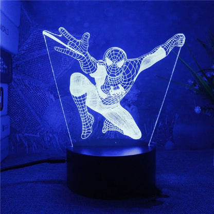 Royallure 3D Spiderman LED Night Light - USB Powered Phantom Desk Lamp - light green / 7 colors no remote