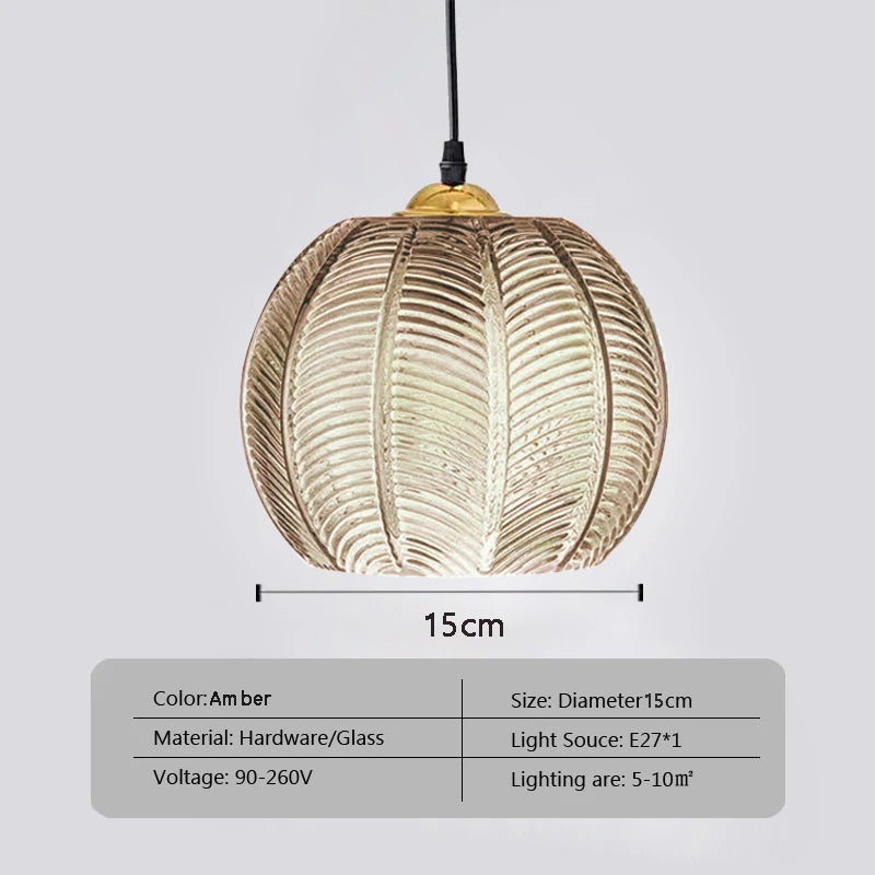 Nordic Glass Pendant Light - Elegant Green Leaf Design - Green Glass / Without bulb / 15CM