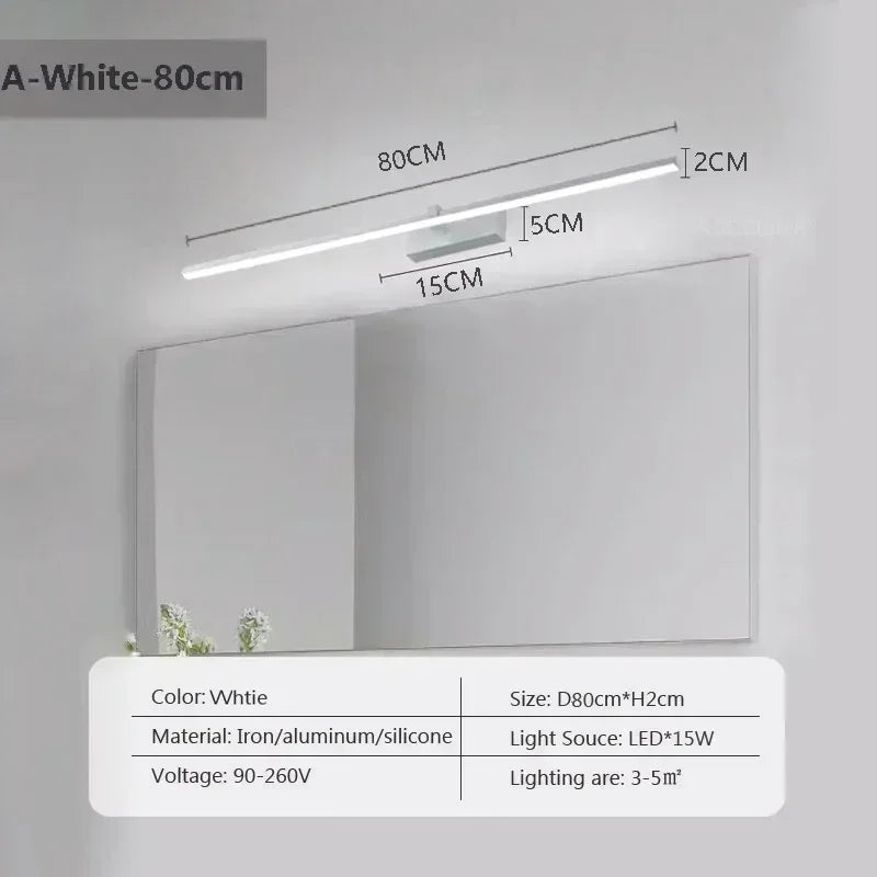 RoyaleGlow Modern LED Bathroom Vanity Light with Adjustable Tricolor Lighting - LWL155 A White 80cm / Tricolor light